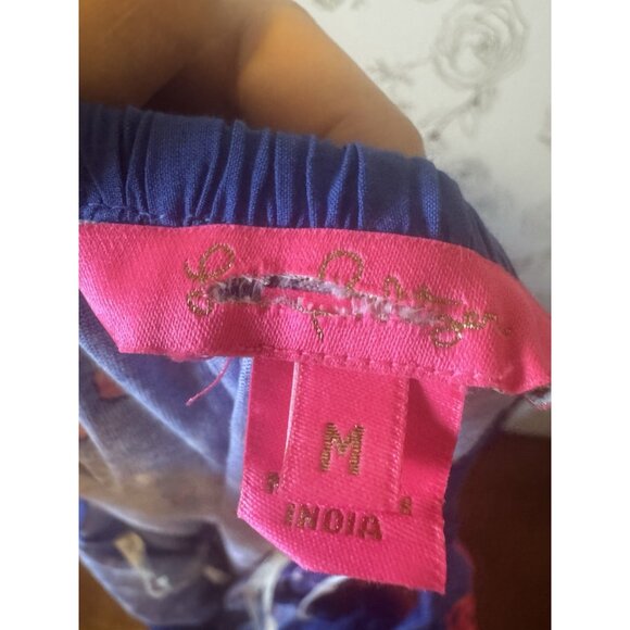 New Lilly  Pulitzer Dress Size Medium Kalama  Off-the-Shoulder Smocked  Blue - Picture 8 of 8